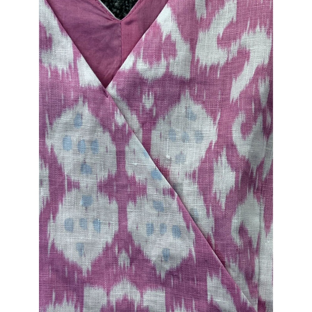 Gap Pink & White Ikat Pattern Sleeveless Linen Dress - Picture 7 of 8
